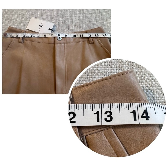 New 7 FOR ALL MANKIND Faux Leather Cargo Pants Vegan Tan Drawstring Ankle Wmn S - Picture 13 of 16